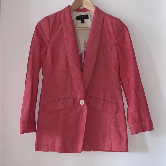 J. Crew pink linen blazer 00 like new XS